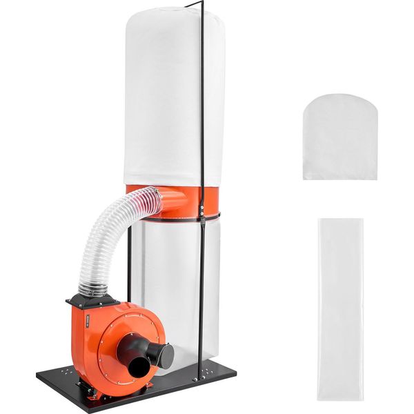 Sistema Di Aspirazione Succebuy Con Portata D'aria Di 1868,91 M³/H, Filtro Per Polveri Da 2,5 Micron, Motore Da 1,5 Hp, Sacco Di Raccolta Polveri Da 132,5 L E Sacco Filtrante Da 159 L, Adatto Per Un'efficiente Estrazione Di Trucioli-image