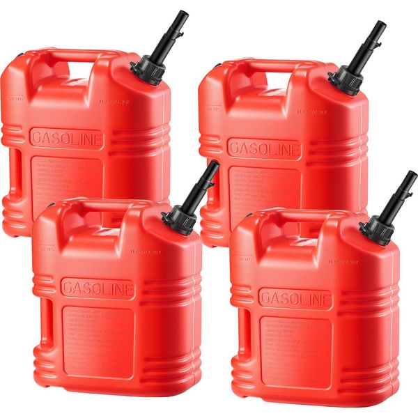 Succebuy Tanica Di Carburante, 19 L, Tanica Di Benzina Con Beccuccio E Scala Trasparente, Portata Massima 15 L/Min, Contenitore Di Liquidi Per Auto, Moto, Atv E Utv, Rosso, Confezione Da 4 Pz-image