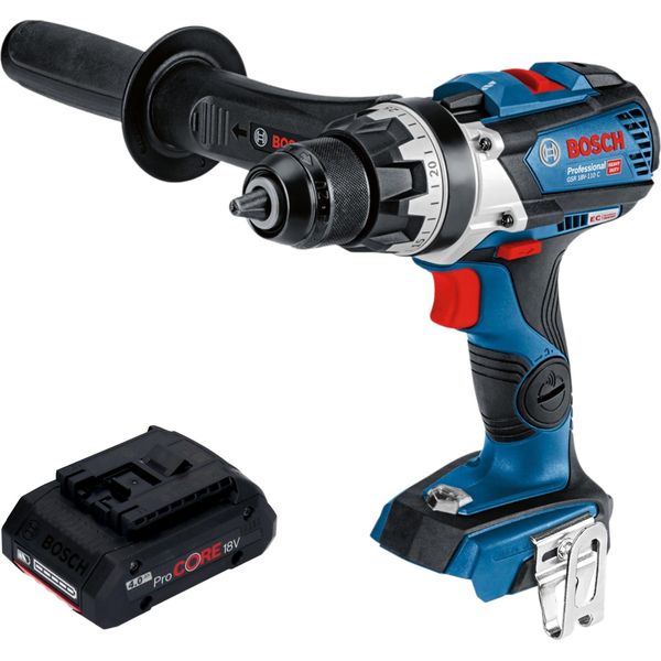 Bosch Gsr 18V-110 C Trapano Avvitatore Professionale A Batteria 18 V 110 Nm Senza Spazzole + 1X Batteria Ricaricabile Procore 4,0 Ah - Senza Caricabatterie-image