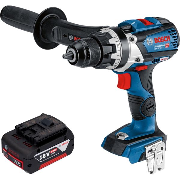 Bosch Gsr 18V-110 C Trapano Avvitatore Professionale A Batteria 18 V 110 Nm Brushless + 1X Batteria Ricaricabile 5,0 Ah - Senza Caricabatterie-image