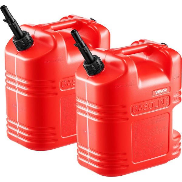 Tanica Di Carburante Vevor, Confezione Da 2 Pezzi 19 L, Tanica Di Benzina Con Beccuccio E Scala Trasparente, Portata Massima 15 L/Min, Contenitore Di Liquidi Per La Maggior Parte Delle Auto, Moto, Atv E Utv, Rosso, Confezione Da 2 Pezzi-image