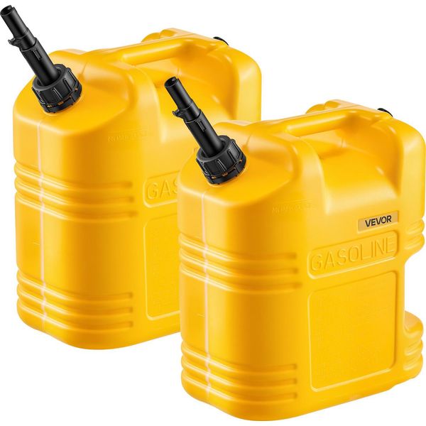 Tanica Di Carburante Vevor 2-Pack 19 L, Tanica Di Benzina Con Beccuccio E Scala Trasparente, Portata Massima 15 L/Min, Contenitore Di Liquidi Per La Maggior Parte Delle Auto, Moto, Suv, Atv E Utv, Giallo-image