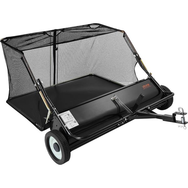 Spazzatrice Vevor, Larghezza Di Spazzamento 122 Cm, Spazzatrice Per Tosaerba, Raccoglitore Di Foglie Con Rete Di Raccolta Da 566 L, Altezza Di Spazzamento Regolabile, Spazzatrice Da Giardino Per Trattorini-image