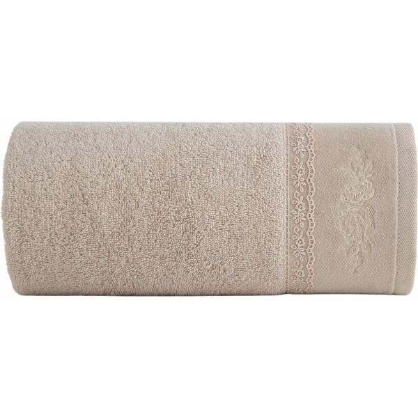 Eurofirany | Asciugamano - Morbido - 30 X 50 Cm - Beige - Con Pizzo - Cotone-image