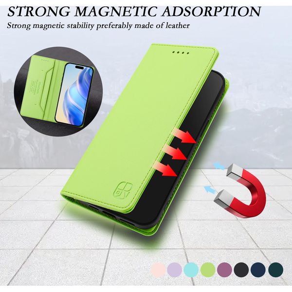 Custodia In Pelle Per Tecno Pova 7 Curve 5G 2025, Flip Case Con Slot Per Carte, Portafoglio E Supporto Verde-image