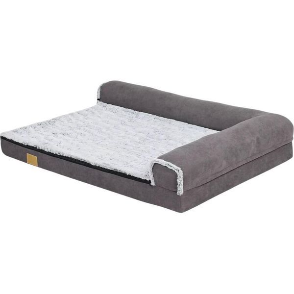 Happiq Dog Bed Noire - Divano Per Cani A Forma Di L Sulle Gambe - Comodo Letto Per Cani Con Cuscino Rimovibile - Morbido E Pratico - 100 Cm-image