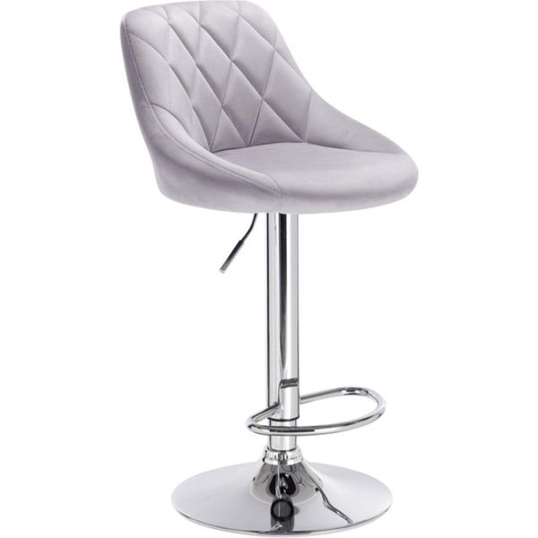 Sgabello Da Bar Modern Diva Industrial - Grigio Chiaro - Altezza Regolabile - Con Schienale - Velluto - Sgabello Da Bar - Sedia Da Cucina - Design Moderno - 1 Pezzo-image