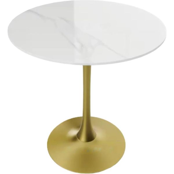 Tavolo Da Pranzo Rotondo - Pietra Sinterizzata E Metallo - Tavolo Da Bistrot E Bar - Altezza 78,5 Cm - Moderno E-image