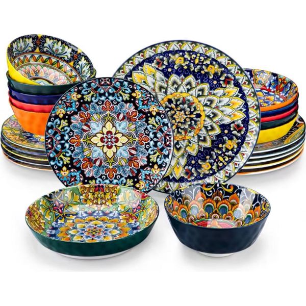 Piatti Da Colazione E Cena Royal - 24 Pezzi - 6 Persone - Ceramica - Piatti Piccoli E Grandi - Bianco-image