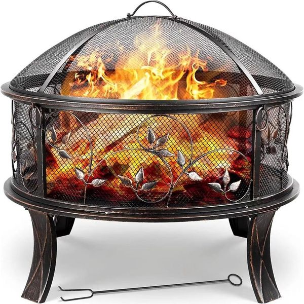 Cestello Da Fuoco Tavien Con Parascintille - 69 Cm - Per Esterni - Ciotola Da Fuoco - Bbq - Stufa Da Giardino - Fuoco D'atmosfera-image
