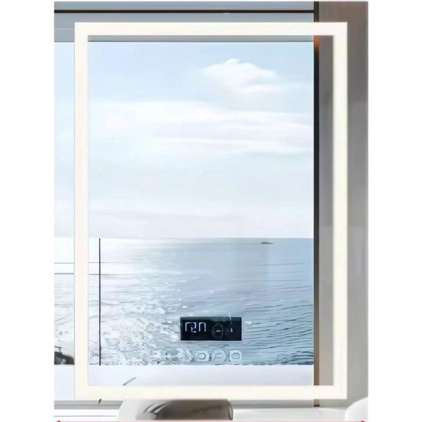 Specchio Da Bagno A Led Vortex - Con Bluetooth E Illuminazione - Quadrato - Per Il Bagno, Il Trucco E Il Montaggio A Parete - Dimmerabile - 70X90?Cm-image