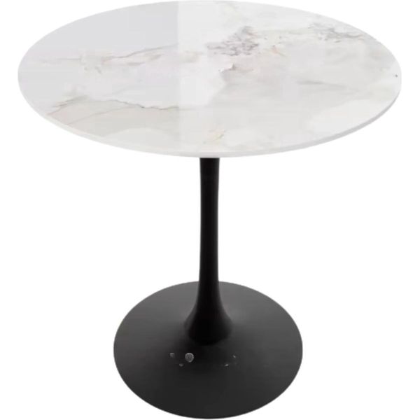 Fioren Tavolo Da Pranzo Rotondo - Altezza 78 Cm - Pietra Sinterizzata E Metallo - Tavolino Da Bistrot - 76×78,5 Cm-image