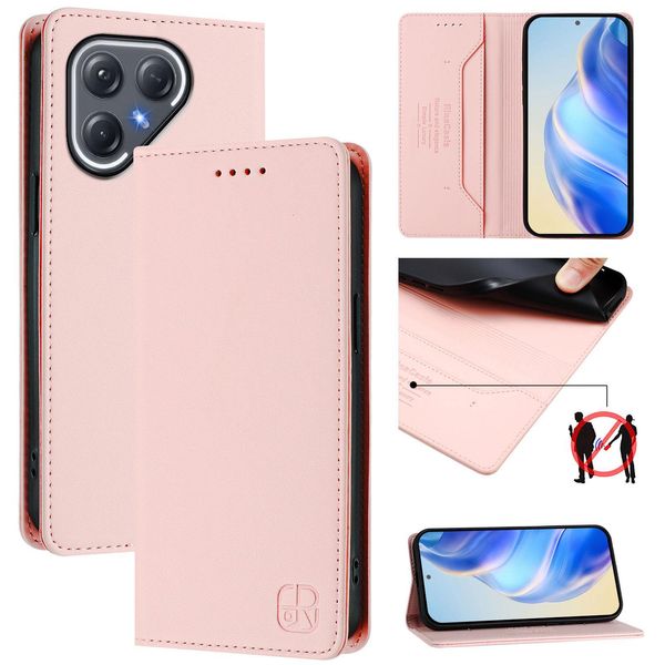 Custodia In Pelle Per Tecno Pova 7 Ultra 5G, Flip Case Con Slot Per Carte, Portafoglio E Supporto Rosa-image