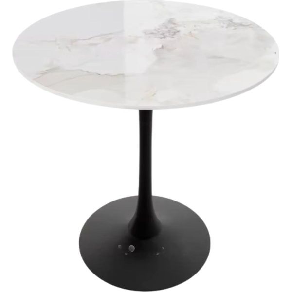 Tavolo Da Pranzo Rotondo - Gesinterde Steen E Metallo - Tavolo Da Bistrot - Altezza 78 Cm - Moderno E Lussuoso-image