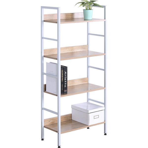 Bolt Edge, Libreria Bila - 4 Livelli - Bianco/Rovere Vintage - Ufficio - Soggiorno - Industriale-image