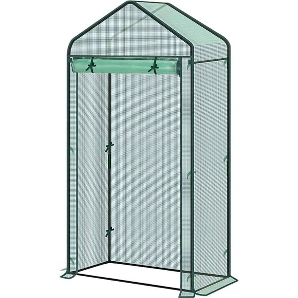 Serra In Foglio Serra Da Giardino - Resistente All'inverno - Foglio Di Pe 135 G/M² - Kweekhuis - Serra - Casa Per Pomodori E Piante Rampicanti - 100×50×190 Cm Verde-image