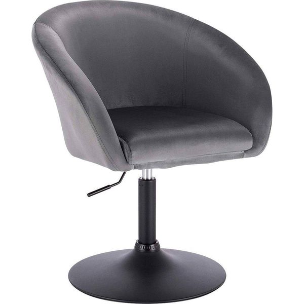 Sgabello Da Bar - Industriale - Grigio Scuro - Velluto - Regolabile In Altezza - Con Schienale - Altezza Seduta 44-57Cm - 1 Pezzo-image