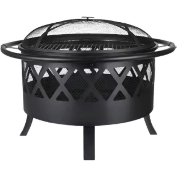 Cestelli Da Fuoco Tavien - Cestello Da Fuoco 3 In 1 Con Griglia, Parascintille E Attizzatoio - Stufa Da Patio Per Giardino, Barbecue E Uso Esterno-image
