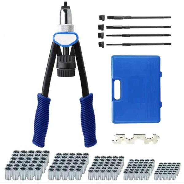 Set Professionale Di Pinze Per Rivetti Fivaro - Pinze Per Rivetti Ciechi E Rivettatrice - Inclusi 150 Dadi M5-M12 - Rivetti E Accessori-image