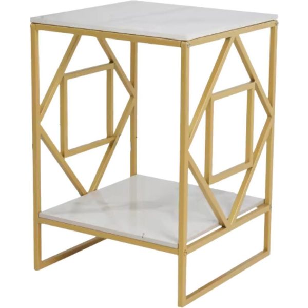 Tavolino Mira - Tavolo Moderno Quadrato In Marmo - Tavolo Da Soggiorno - 40 Cm - Oro - Tavolini - Look Smeraldo-image