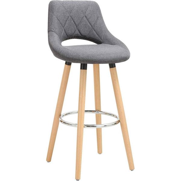 Barkruk Modern Hilton - Industriale - Grigio Scuro - Sgabello Da Bar 1 Pezzo - Sgabello Da Bar Con Schienale - Sedia Da Cucina - Tessuto-image