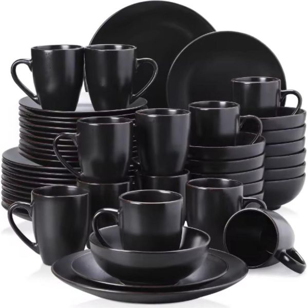 Set Da Portata Opal - Set Da Portata - 48 Pezzi - Per 12 Persone - Ceramica Nera - Piatti Piccoli-image