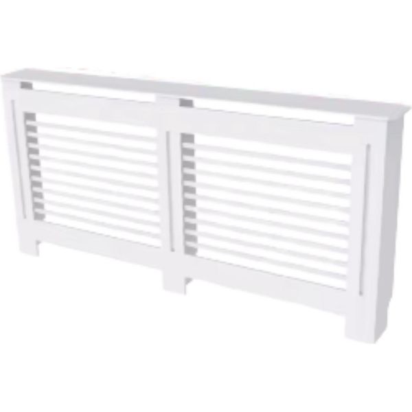 Rivestimento Per Radiatori - 152X92 Cm - Con Pannelli Orizzontali In Mdf - Elegante - Bianco-image