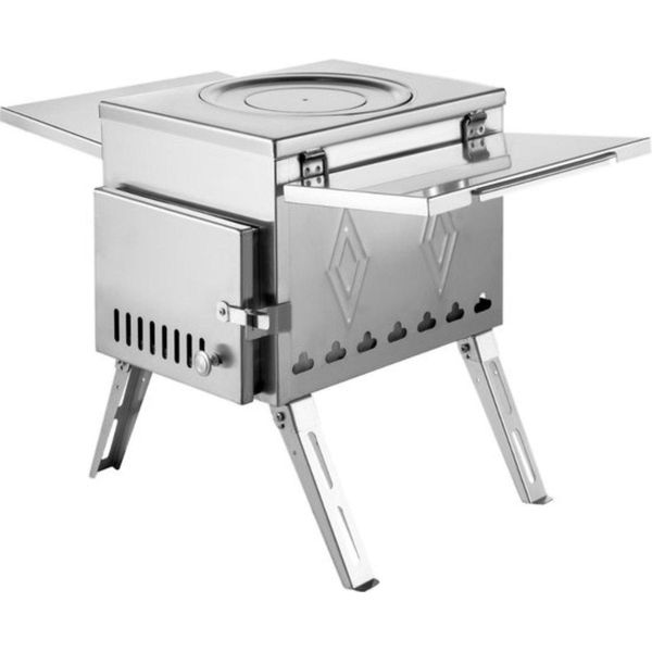 Terrashaard - Stufa A Legna Per Esterni E Stufa Per Tenda - Stufa A Legna Portatile In Acciaio Inox - Per Giardino, Campeggio E Tenda-image