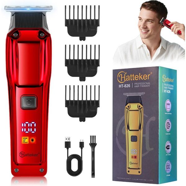 Inf Tagliacapelli Ricaricabile Usb Con Display Lcd - Trimmer Professionale Rosso-image