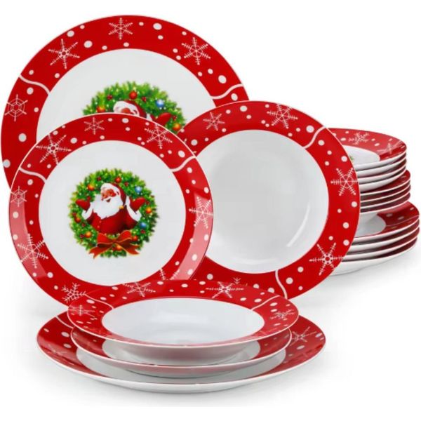 Servizio Da Tavola Silken - Piatto Da Colazione - 6 Persone - 18 Pezzi - Ceramica - Design - Servizio Da Tavola Natalizio-image