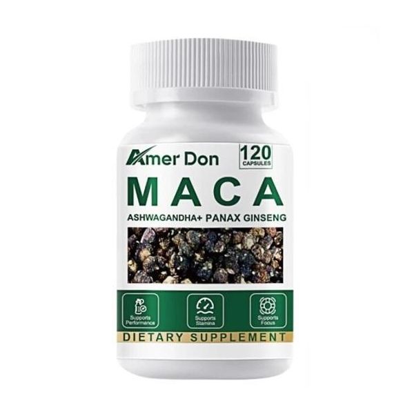 Radice Di Maca 10000Mg + Panax Ginseng Rosso Coreano 1400Mg + Ashwagandha (120 Capsule) Integratore Alimentare, Salute Sessuale, Unisex-image