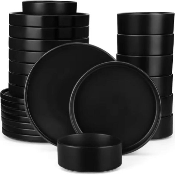Set Da Portata Grandeur - Servizio Da Tavola - Nero - 12 Persone - 36 Pezzi - Ceramica - Piatti Piccoli - Servizio Da Tavola Elegante-image