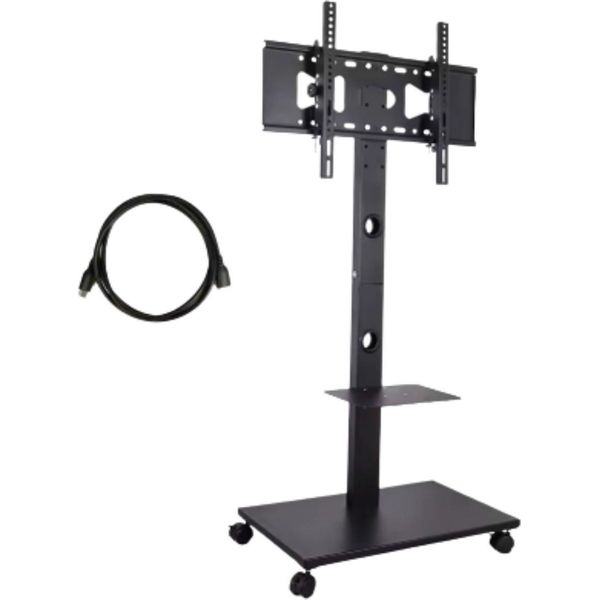 Supporto Da Pavimento TV-V Su Rotelle - Regolabile Per Tv Da 32"-65"" - Supporto Universale Regolabile In Altezza - Nero"-image