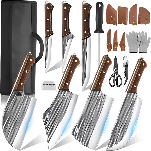 Set Di Coltelli Premium Da 15 Pezzi - Acciaio Damasco VG10 Con Blocco Di Legno-image