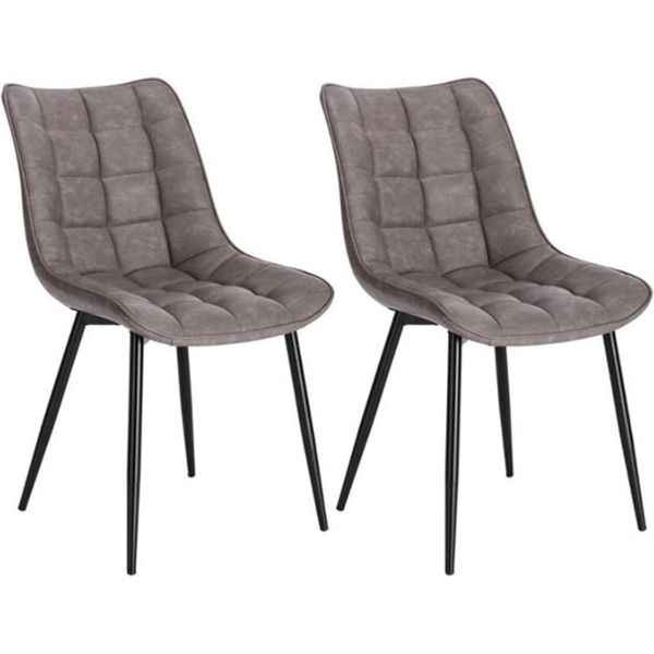 Happyment Luxe Sedie Per Sala Da Pranzo - Grigio - Poltrona Con Braccioli - Sedia Per Sala Da Pranzo E Soggiorno - Sedia Kuip - Finto Cuoio - Set Di 2-image
