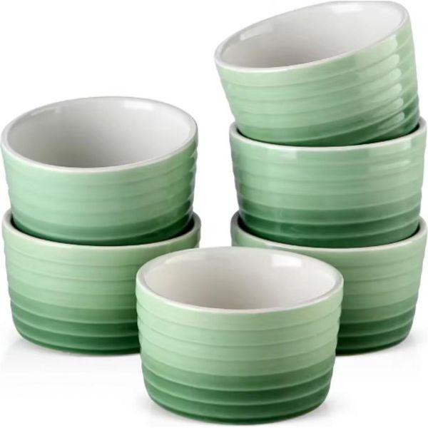 Servizio Da Tavola Royalty - Piatto Da Colazione E Piatto Fondo - 6 Pezzi - Ceramica Verde - Perfetto Per La Cena-image