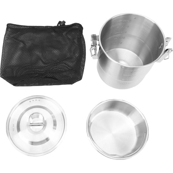 Pentola Da Campeggio In Acciaio Inox 304, Cuociriso Portatile In Metallo, Pentole Per Escursioni All'aperto, Doppio Manico-image