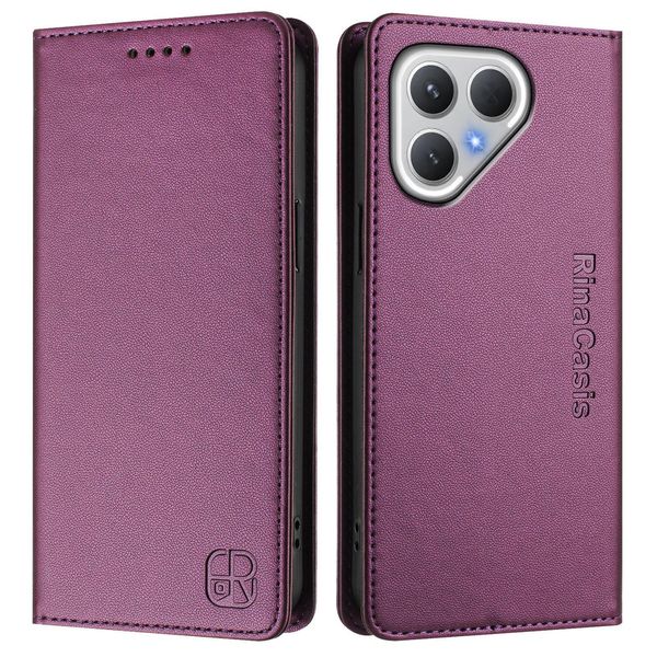 Custodia In Pelle Per Tecno Pova 7 Curve 5G 2025, Flip Case Con Slot Per Carte, Portafoglio E Supporto Viola-image