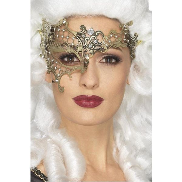 Smiffys - Maschera Da Donna In Filigrana "Deluxe"", Metallo SM751 (Taglia Unica) (Oro)"-image