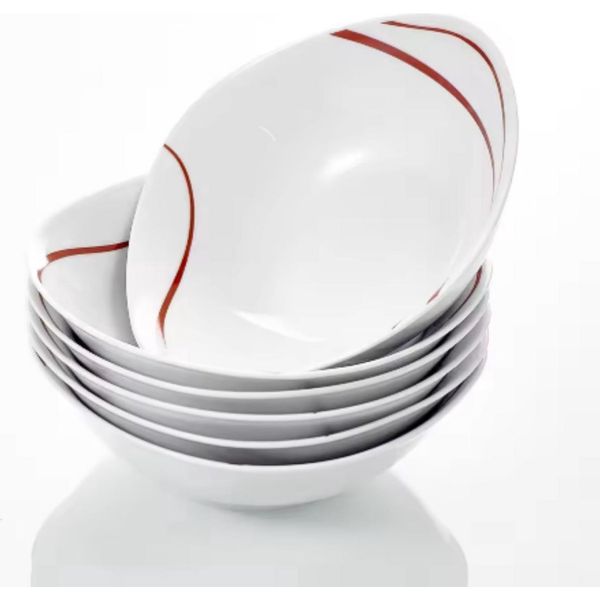 Piatti Fondi Elite - Set Da Portata - 6 Persone - 6 Pezzi - Ceramica - Piatti Fondi - Design Moderno-image