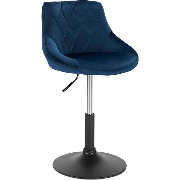 Sgabello Da Bar Bolt Edge - Industriale - Blu - Velluto - Regolabile - Con Schienale - 1 Pezzo-image