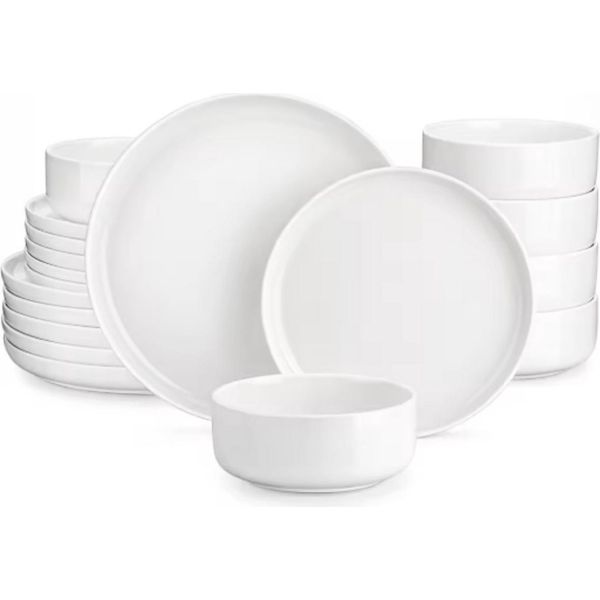 Servizio Da Tavola Ornato - 6 Persone - Ceramica Bianca - Piatto Da Pranzo E Piatto Da Colazione-image