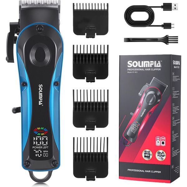Inf Tagliacapelli Elettrico Con Display Led - Regolabarba Professionale Cordless Blu-image