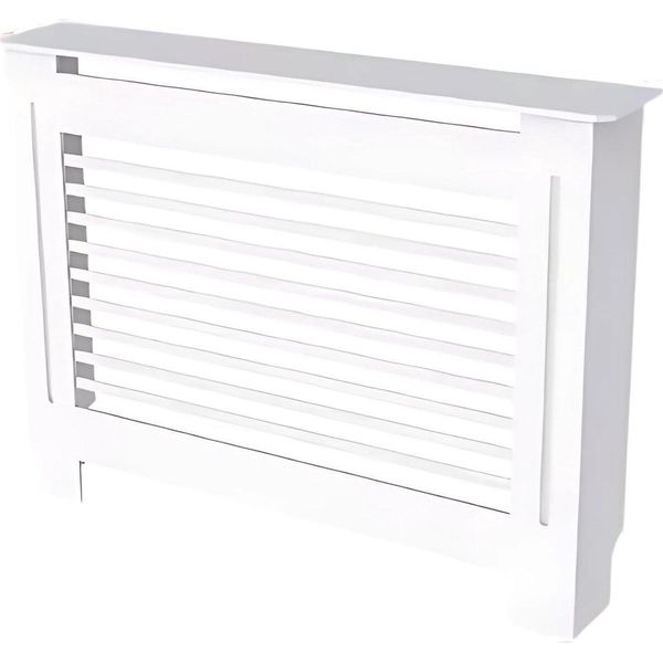 Copriradiatore - 111X92 Cm - Coperchio A Doghe Orizzontali - Mdf - Elegante - Bianco-image