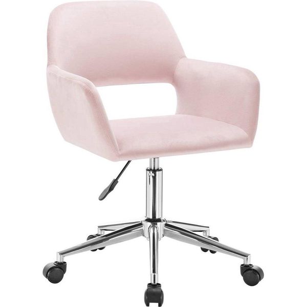 Sedia Da Ufficio Bolt Edge - Velluto Rosa - Sedia Ergonomica Con Braccioli E Rotelle - Regolabile In Altezza - Per Adulti-image