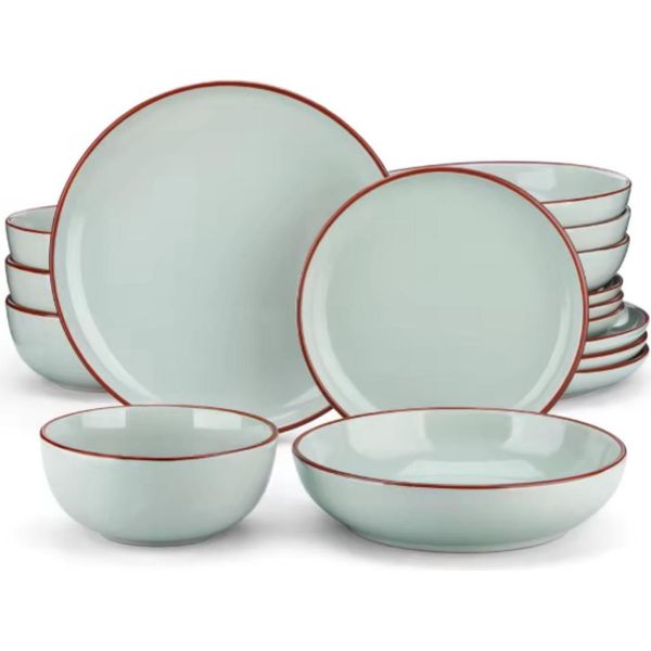 Servizio Da Tavola Giada Tida - 32 Pezzi - 8 Persone - Giada - Piatti Da Pranzo - Piatti Da Colazione - Piatti Fondi - Servizio Da Cucina-image