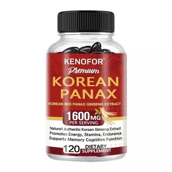 Ginseng Coreano 1600Mg (120 Capsule) Integratore Alimentare, Energia, Resistenza, Salute Maschile, Cervello, Memoria, Funzione Cognitiva-image