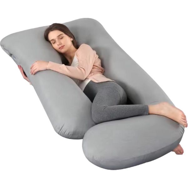 Cuscino Per La Gravidanza Vaylen - Cuscino Rinfrescante Ed Ergonomico Per Il Corpo - Forma A J - Cuscino Laterale - Cuscino Per L'allattamento - Per La Posizione Laterale - Grigio-image