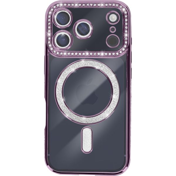 Avizar, Custodia Compatibile Con Iphone 17 Pro Max Magsafe Con Bordo In Strass, Viola-image