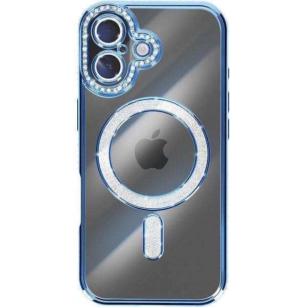 Avizar, Custodia Compatibile Con Iphone 17 Magsafe Con Bordo In Strass, Blu Chiaro-image